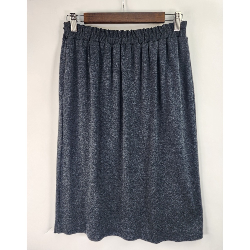 Orvis Midi Skirt Women's 12 Charcoal Gray  Elastic Waist Grandma Vintage USA